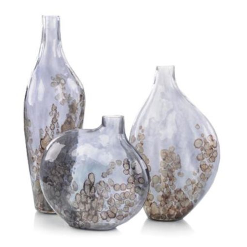 Medium Crackled Glass Vase w/ Warm Bronze Accents 1