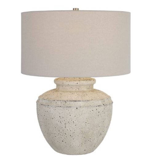 Table Lamp in Aged Stone Finish & Nickel Details