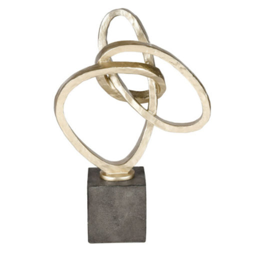 Silver-Finished Looping Rings Are Mounted on a Black Stone Resin Base 1