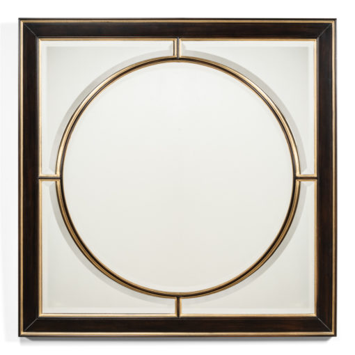 Traditional Black Rub Thru w/ Antique Gold Schlag Solid Walnut, Paneled Mirror