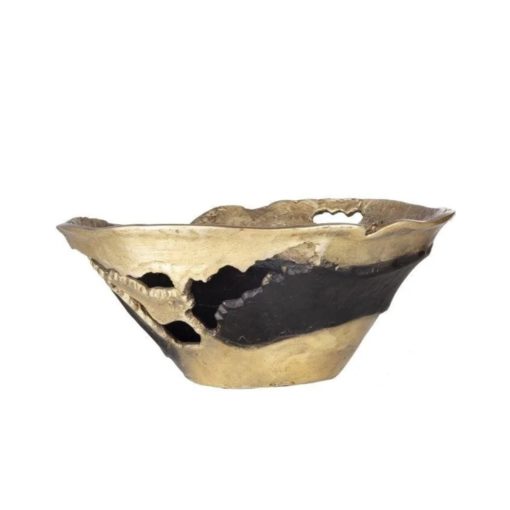 Medium Aluminum Decorative Bowl in Gold and Black Finish 1