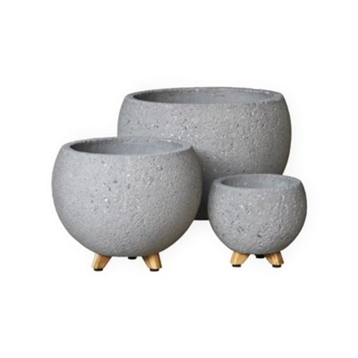 Large Cement Pot w/ Feet in Rock Grey 1
