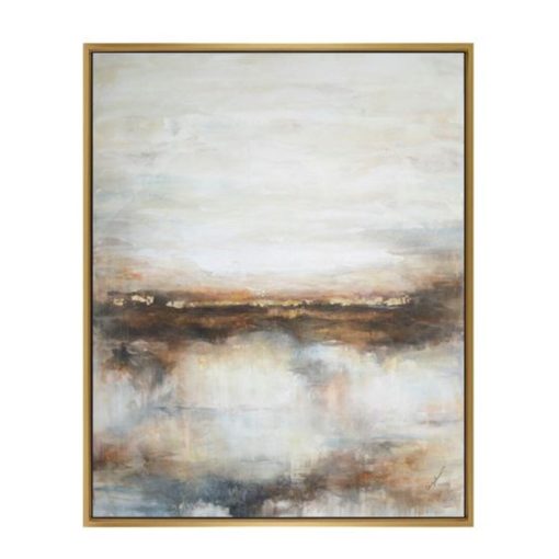 Black & White Abstract w/ Rust Accents in Gold Frame