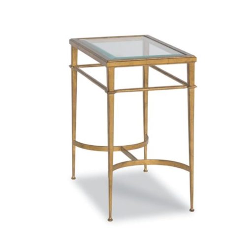 Rectangular Forged Steel Side Table in Gold Leaf Finish w/ Glass Top 1