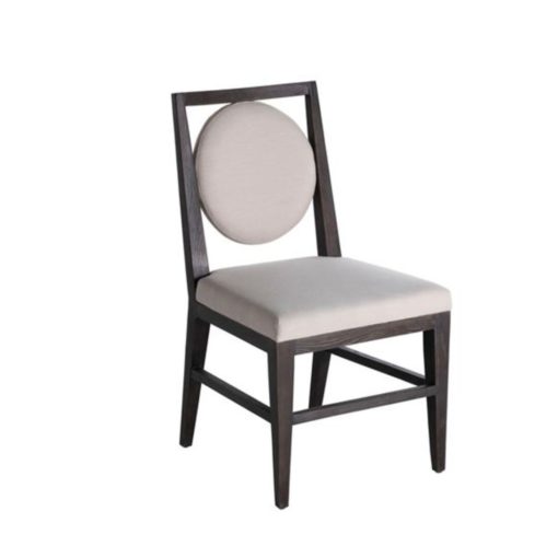 Dining Chair w/ Round Back Accent & Cerused Ash Frame w/ Ivory Beige Perf. Fabric 1