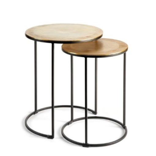 S/2 Nesting Side Tables w/ Aluminum Top & Iron Base 1