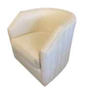 Hickory White Swivel Club Chair w/ Channeled Outside Back in Saran Vanilla Inside Out Fabric