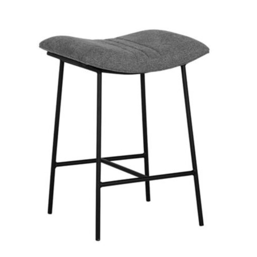 Backless Counter Stool in Grey Fabric