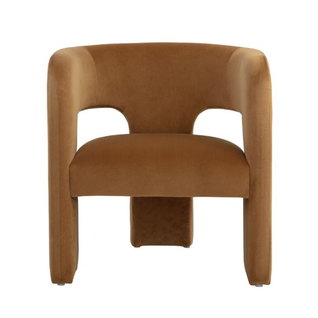 Shop Fully Upholstered Lounge Chair In Gold W Open Curved Back   19154 