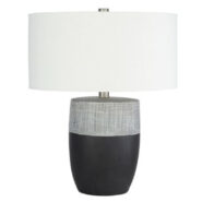 Black & Gray Ceramic Table Lamp w/ Ivory Linen Shade