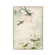 Hummingbird Dances 1 on Silver Leafed Paper