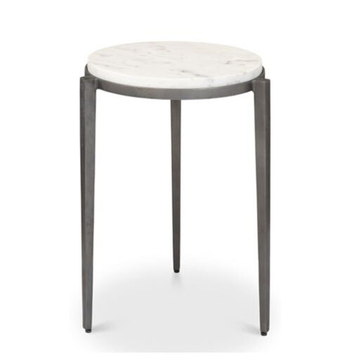 Marble Top Side Table w/ Gunmetal Base