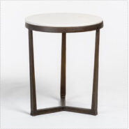 Round End Table In Cloud Marble & Gunmetal