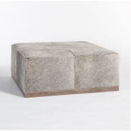 Large Leather Ottoman in Frosted Hide
