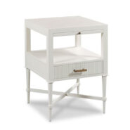 Petite Bedside Table With Reeded Drawers In White Dove Finish