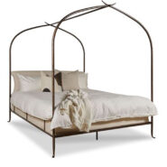 Atrium King Bed With Forged Steel Frame & Stain Guarded Linen Headboard