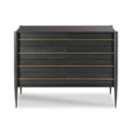 Italian Inspired Oak Chest In Sable Finish With Brass Hardware