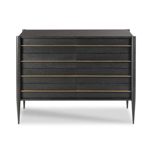 Italian Inspired Oak Chest In Sable Finish With Brass Hardware