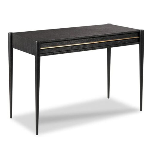 Italian Inspired Oak Desk With Brass Hardware