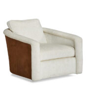 Hickory White Swivel Chair With Panhandle Leather Back