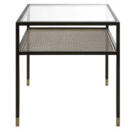 Bronze End Table w/ Tempered Glass Top & Steel Frame in Bronze Finish