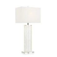 Ice Table Lamp in Textured Acrylic With White Linen Shade