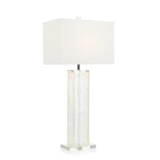 Ice Table Lamp in Textured Acrylic With White Linen Shade