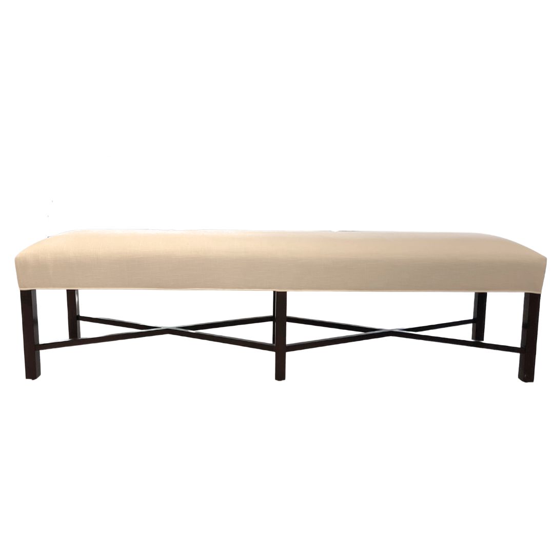 Shop Bellwood Bench In Thibaut Bristol Snow White Fabric With Walnut ...