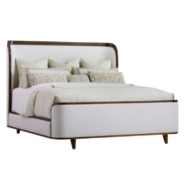 Hickory White Novella King Bed in Novella Fabric With Brown Wood Finish