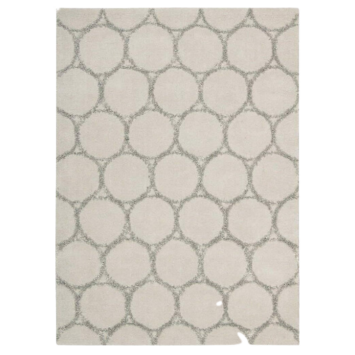 Hand-tufted Wool & Synthetic Circle Patterned Rug In Silver