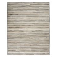 Striped Cowhide Rug In Silver & Grey