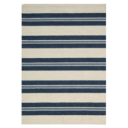 Oxford Wool Rug In Cream & Navy Stripes