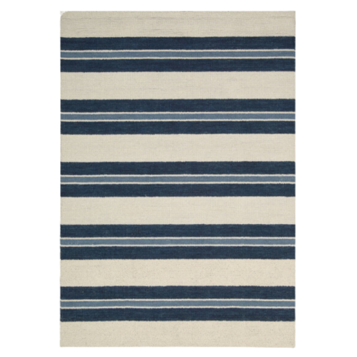 Oxford Wool Rug In Cream & Navy Stripes