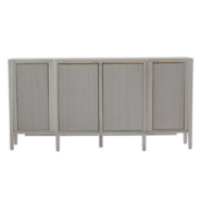 Grey Sideboard w/ Ribbed Door Fronts and Gold Accents