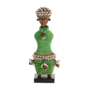 One of a Kind Green Beaded Tribal Doll